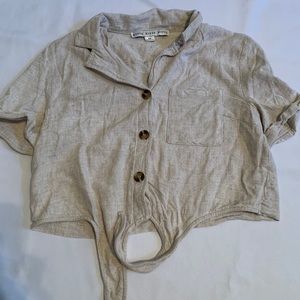 hyfve short sleeve button up tie front top